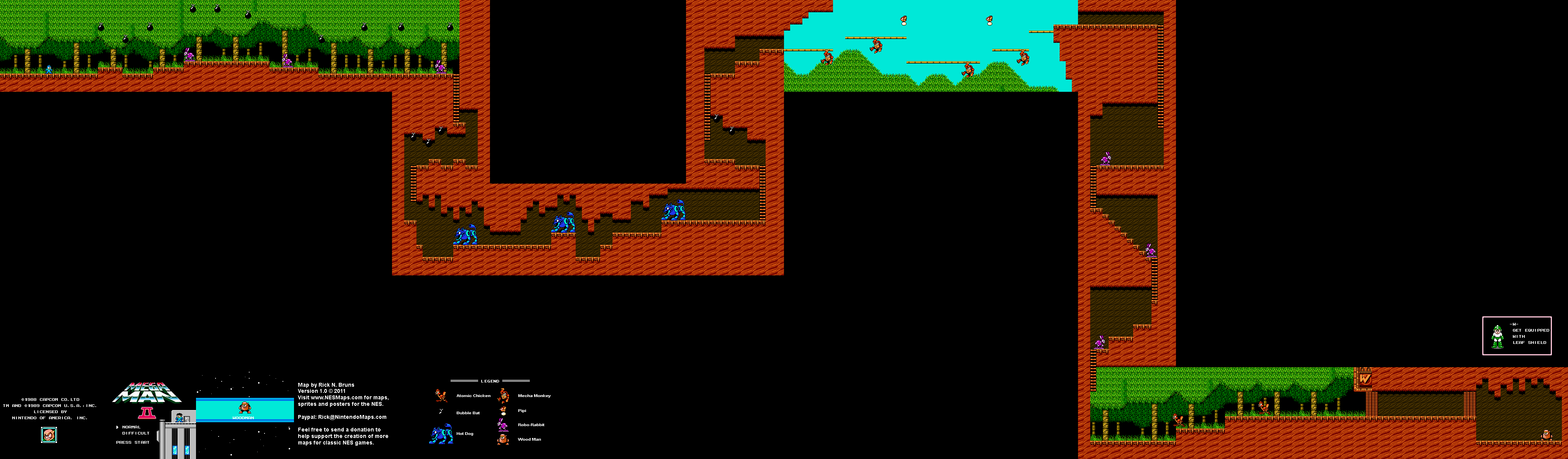 Mega Man II 2 - Wood Man Stage Nintendo NES Map