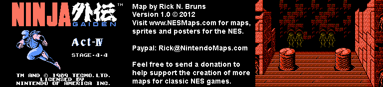 Ninja Gaiden - Stage 4-4 - Nintendo NES Map BG