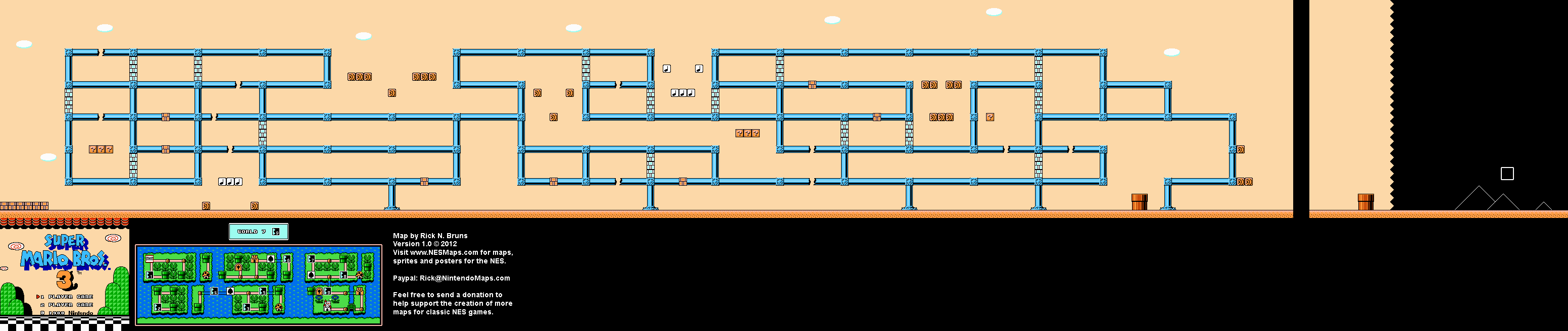 Super Mario Brothers 3 - World 7-9 Nintendo NES Map BG