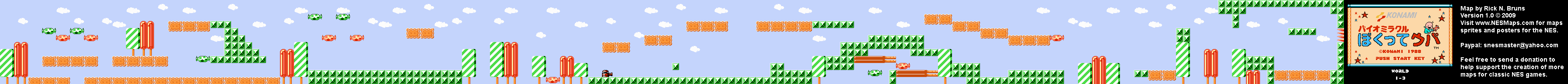 Bio Miracle Bokutte Upa - World 1-3 Nintendo NES Background Only Map