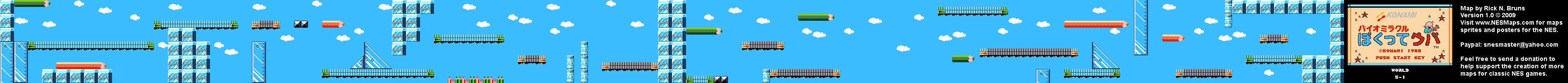 Bio Miracle Bokutte Upa - World 5-1 Nintendo NES Background Only Map