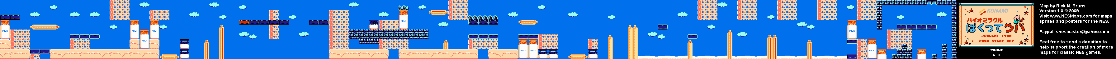 Bio Miracle Bokutte Upa - World 6-1 Nintendo NES Background Only Map