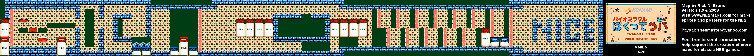 Bio Miracle Bokutte Upa - World 6-2 Nintendo NES Background Only Map