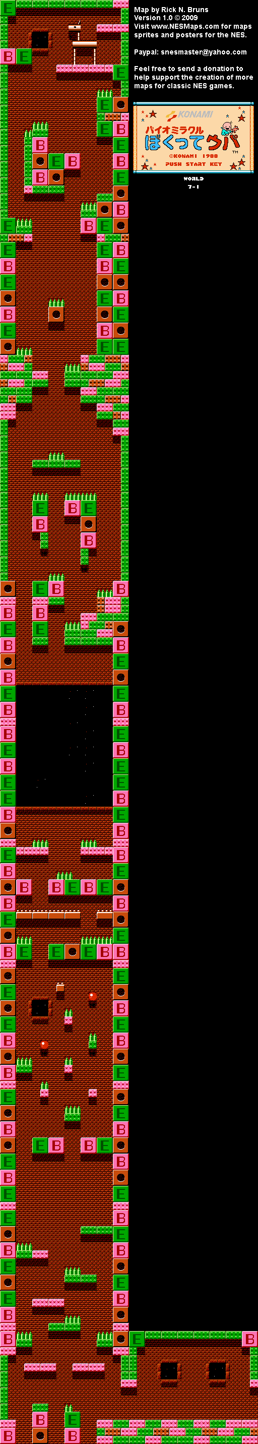 Bio Miracle Bokutte Upa - World 7-1 Nintendo NES Background Only Map