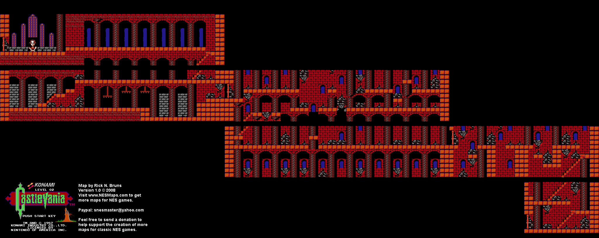 Castlevania - Level 2 Nintendo NES Background Only Map