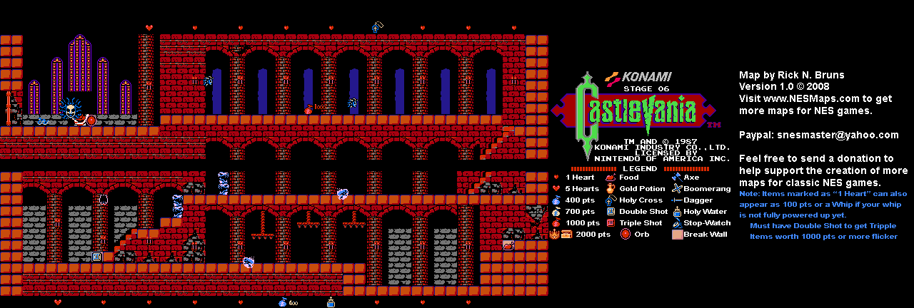 Castlevania - Stage 06 Nintendo NES Map
