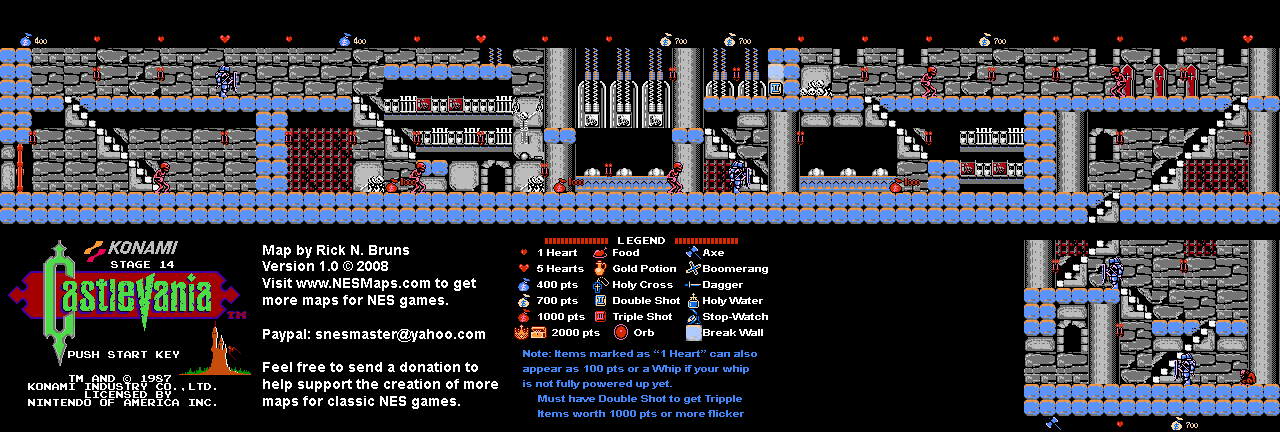 Castlevania - Stage 14 Nintendo NES Map