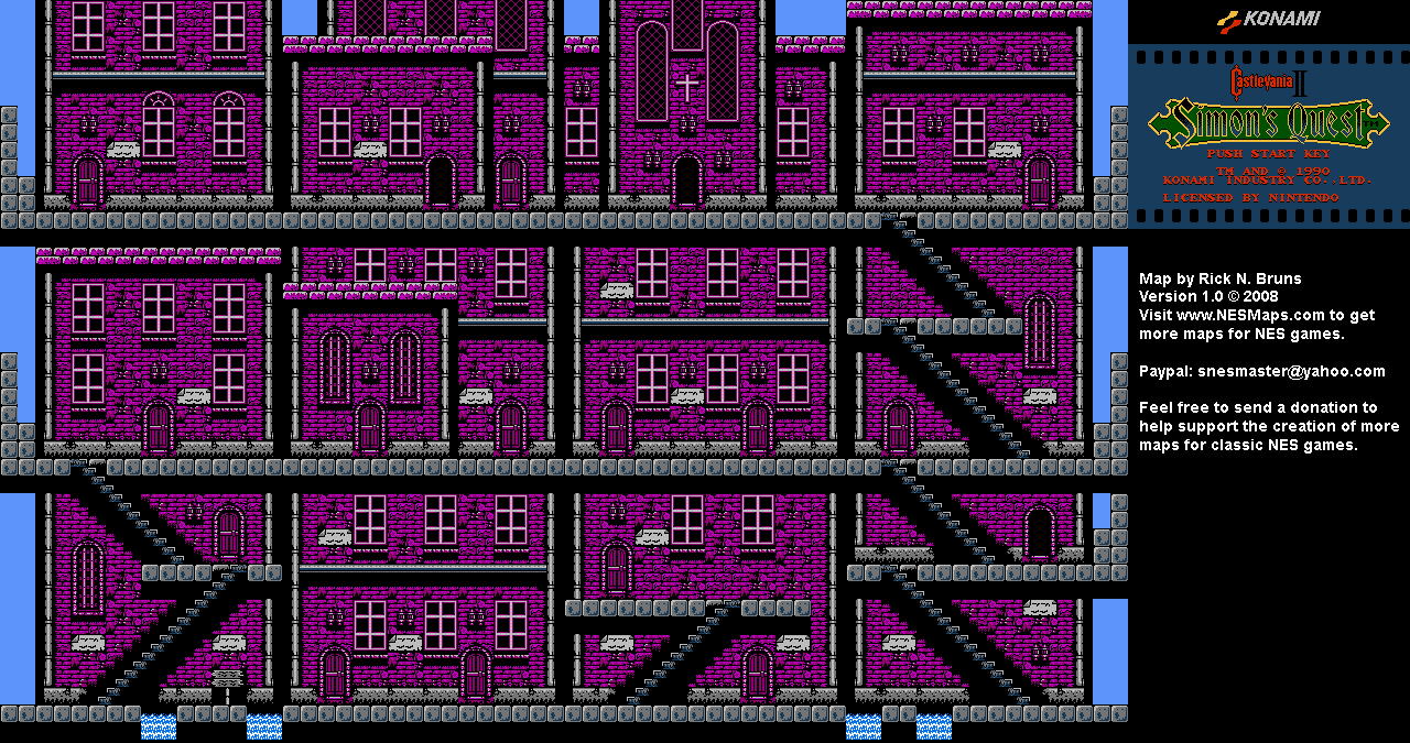 Castlevania II Simon's Quest - Area 28 Town of Alba Background Only Map