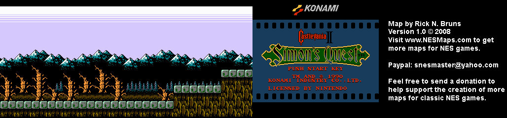 Castlevania II Simon's Quest - Area 32 Background Only Map