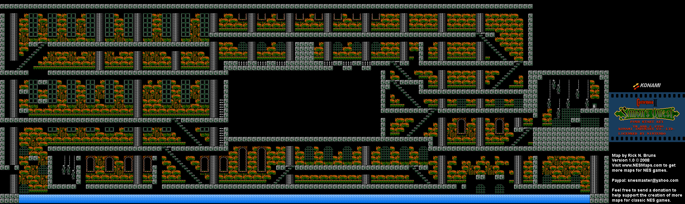 Castlevania II Simon's Quest - Castle 1 Berkeley Mansion Background Only Map