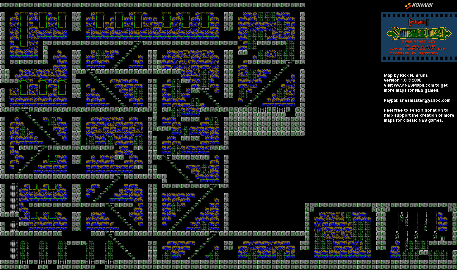 Castlevania II Simon's Quest - Castle 3 Brahm's Mansion Background Only Map