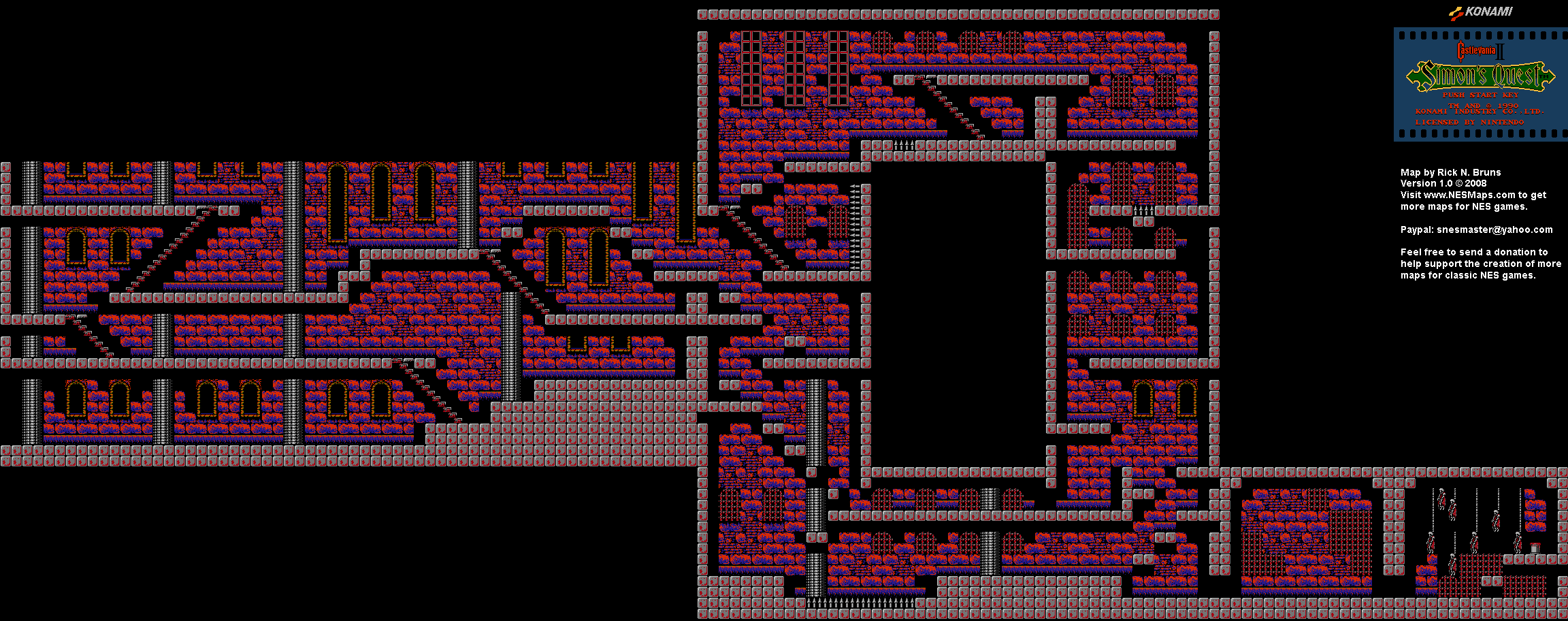 Castlevania II Simon's Quest - Castle 5 Laruba Mansion Background Only Map