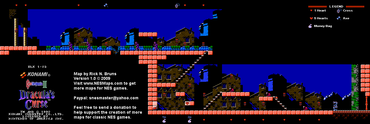 Castlevania III Dracula's Curse - Block 1-03 Nintendo NES Map