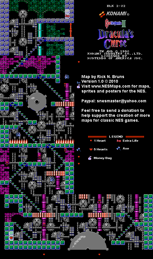 Castlevania III Dracula's Curse - Block 2-02 Nintendo NES Map