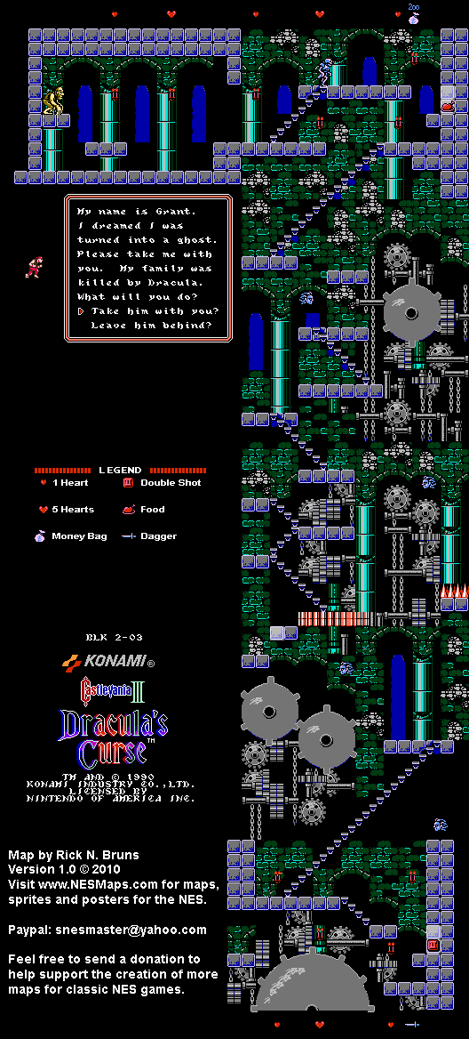 Castlevania III Dracula's Curse - Block 2-03 Nintendo NES Map