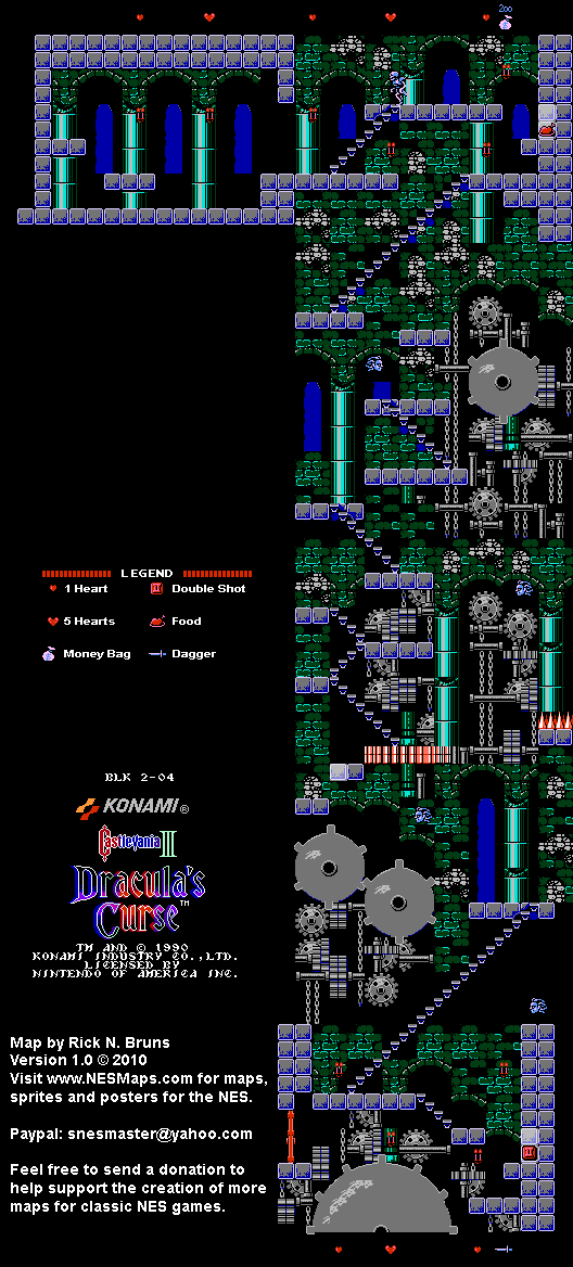 Castlevania III Dracula's Curse - Block 2-04 Nintendo NES Map