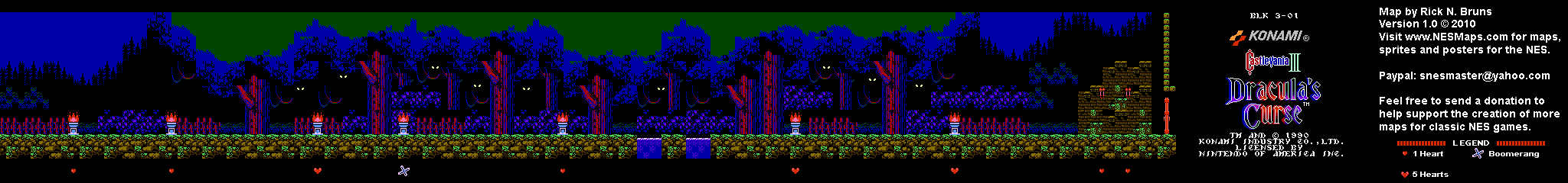 Castlevania III Dracula's Curse - Block 3-01 Nintendo NES Map