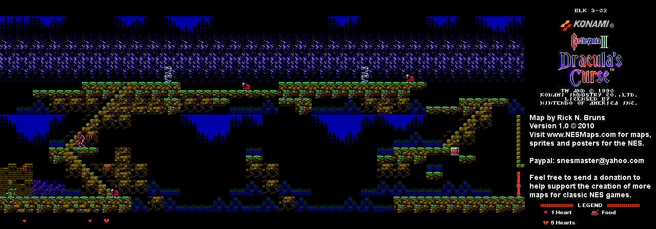 Castlevania III Dracula's Curse - Block 3-02 Nintendo NES Map