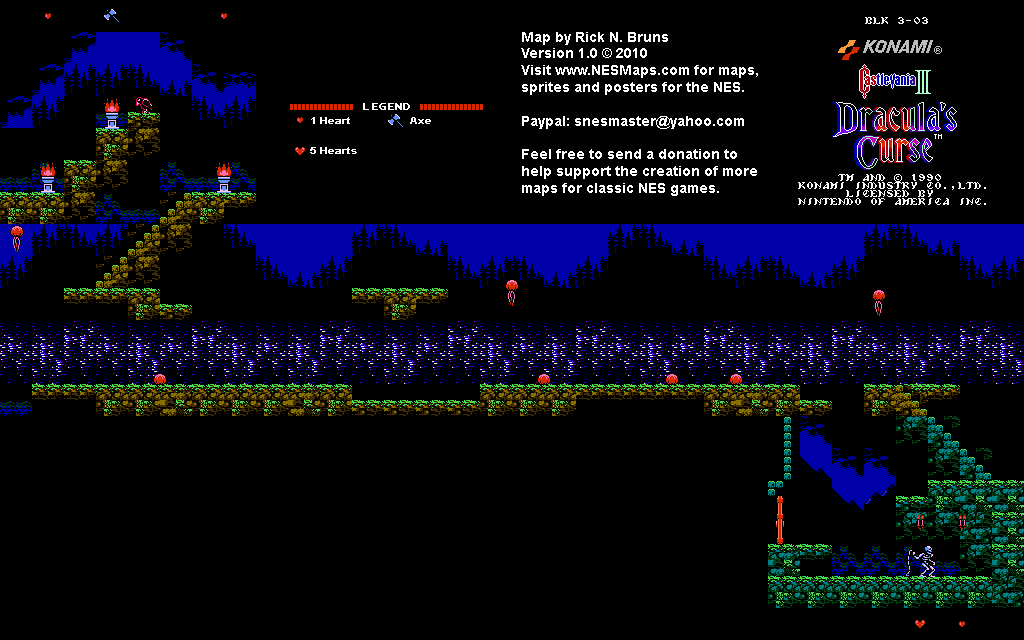 Castlevania III Dracula's Curse - Block 3-03 Nintendo NES Map
