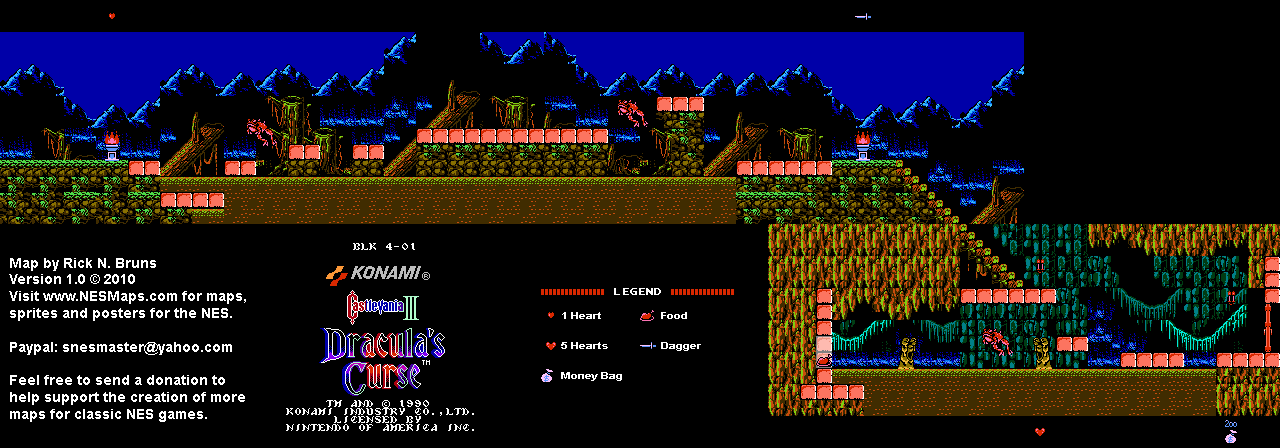 Castlevania III Dracula's Curse - Block 4-01 Nintendo NES Map