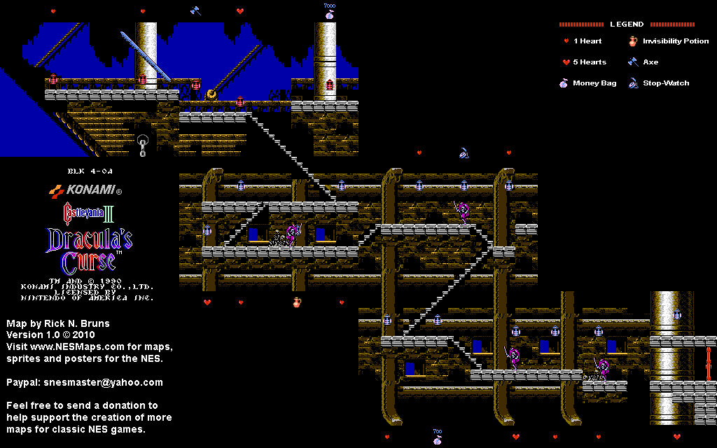 Castlevania III Dracula's Curse - Block 4-0A Nintendo NES Map