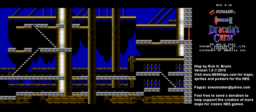 Castlevania III Dracula's Curse - Block 4-0D Nintendo NES Map BG