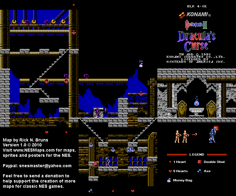 Castlevania III Dracula's Curse - Block 4-0E Nintendo NES Map