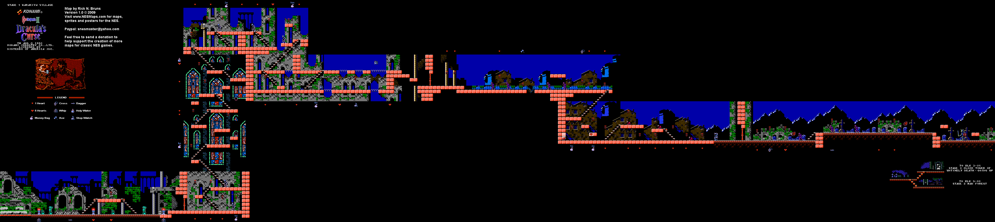 Castlevania III Dracula's Curse - Stage 1 Nintendo NES Map