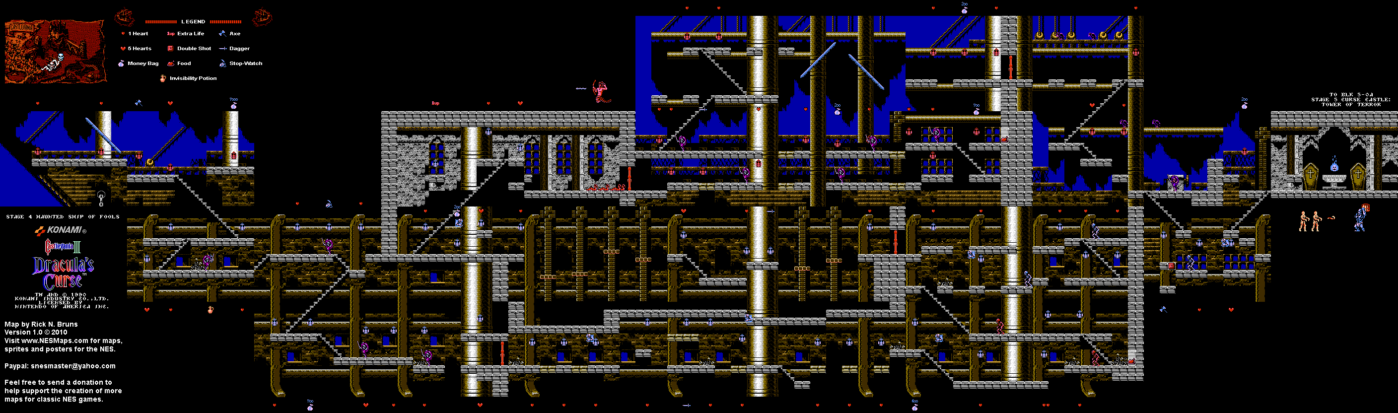 Castlevania III Dracula's Curse - Stage 4 part 2 Nintendo NES Map