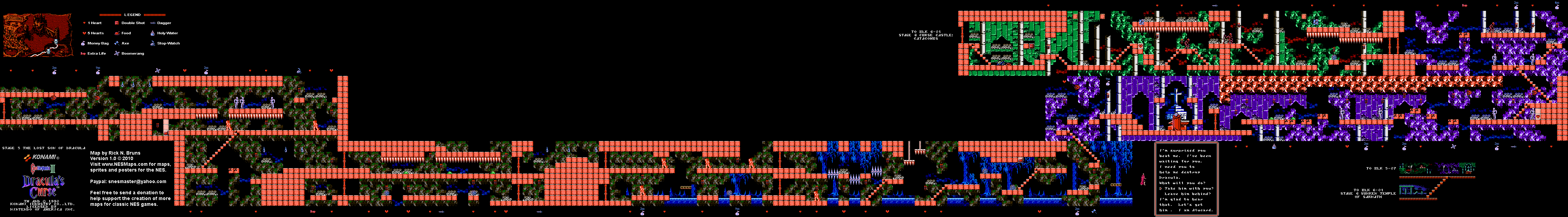 Castlevania III Dracula's Curse - Stage 5 part 1 Nintendo NES Map