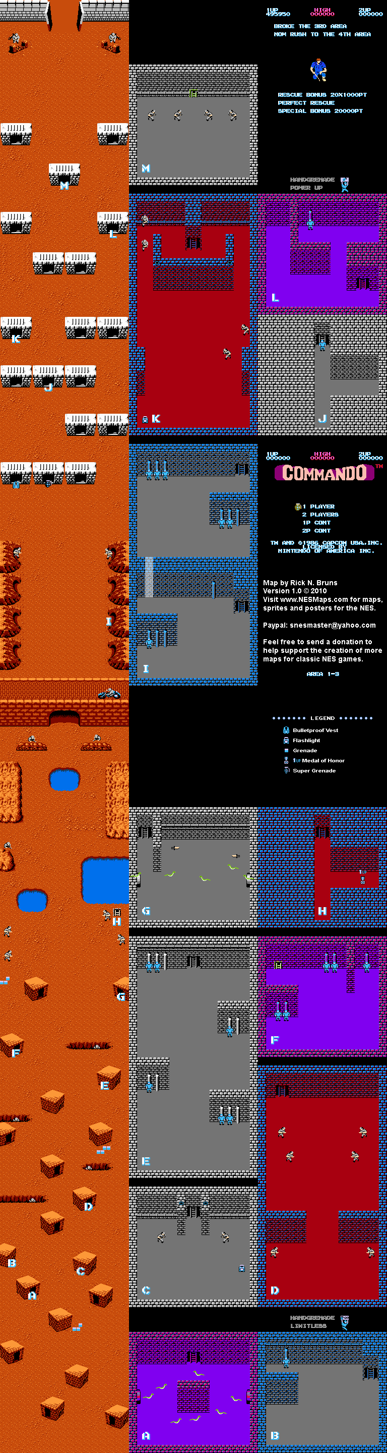 Commando - Area 1-3 - Nintendo NES Map