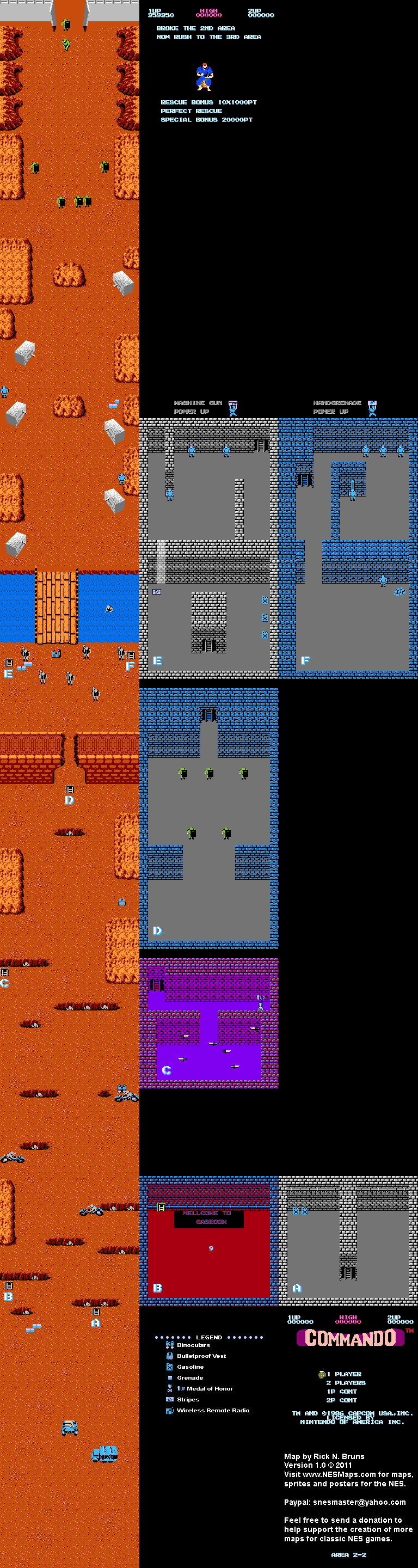 Commando - Area 2-2 - Nintendo NES Map