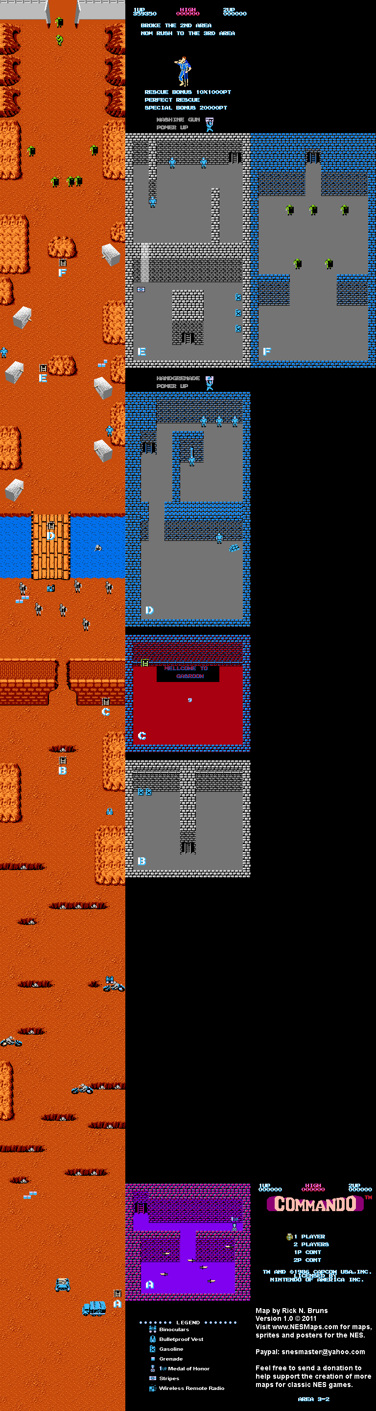 Commando - Area 3-2 - Nintendo NES Map