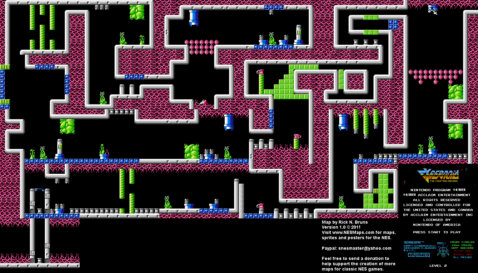Cybernoid: The Fighting Machine - Level 2 - Nintendo NES Map BG
