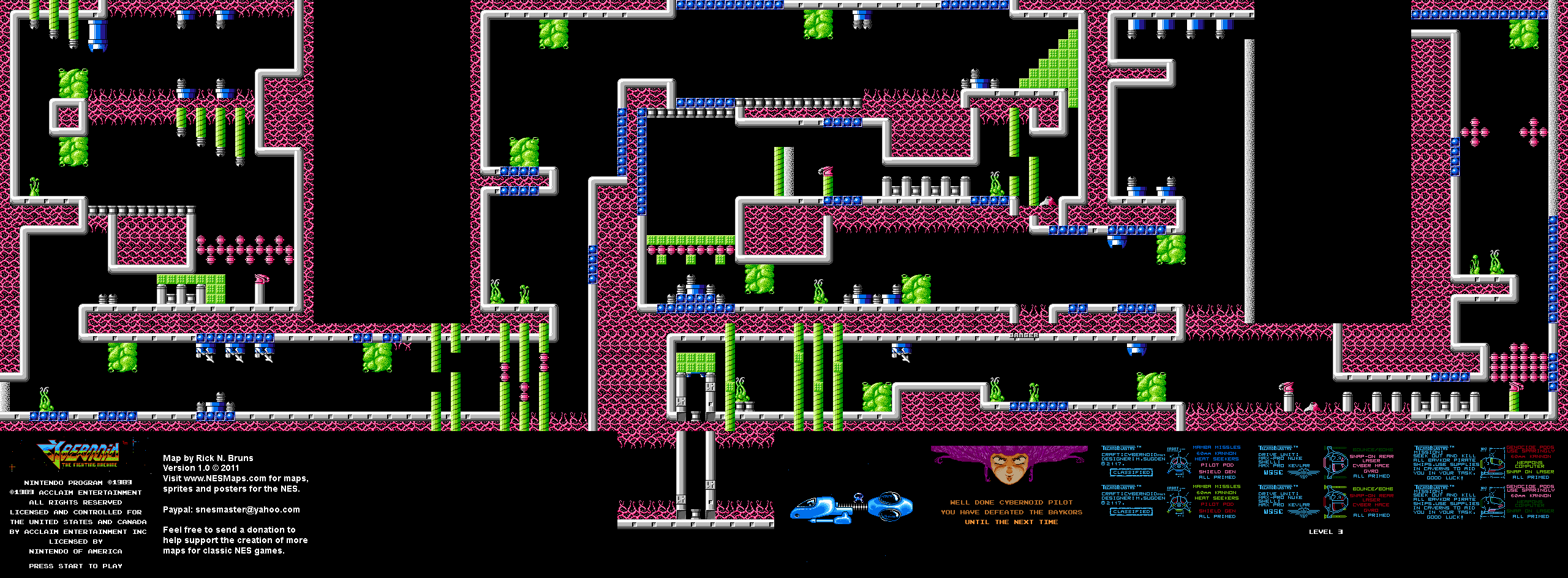 Cybernoid: The Fighting Machine - Level 3 - Nintendo NES Map BG
