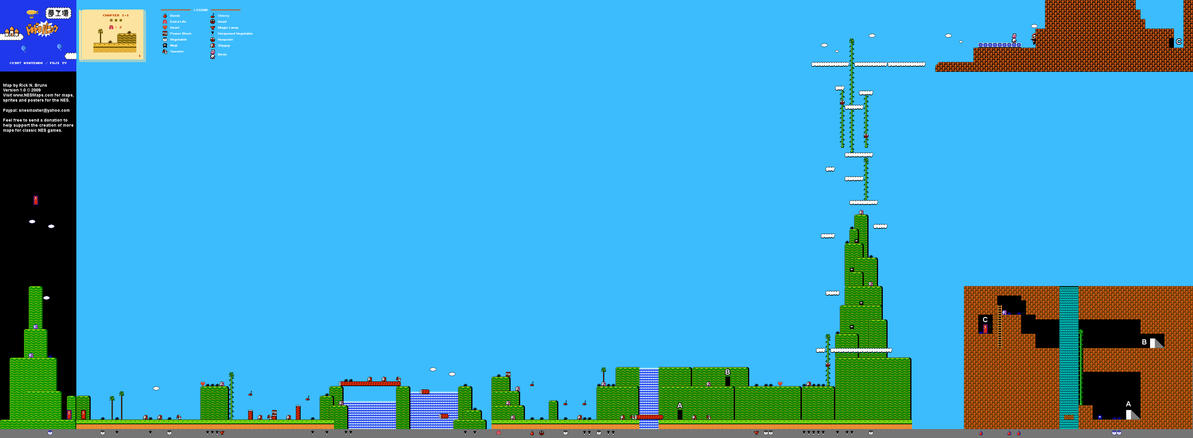 Doki Doki Panic - Chapter 1-1 Nintendo NES Famicom FDS Map