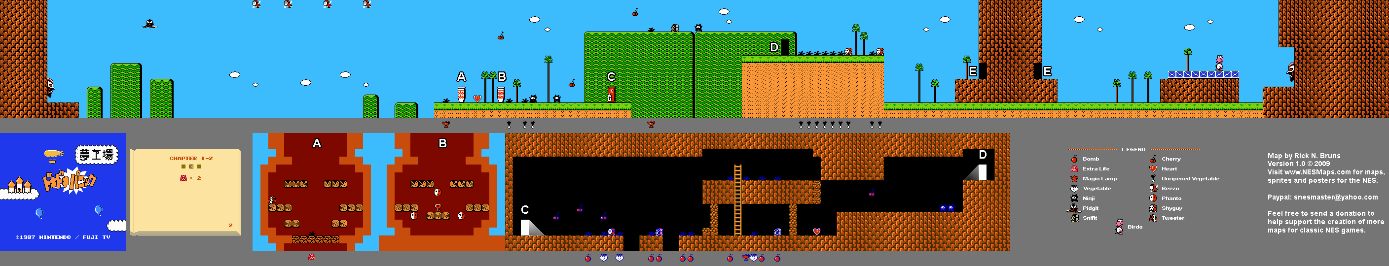 Doki Doki Panic - Chapter 1-2 Nintendo NES Famicom FDS Map