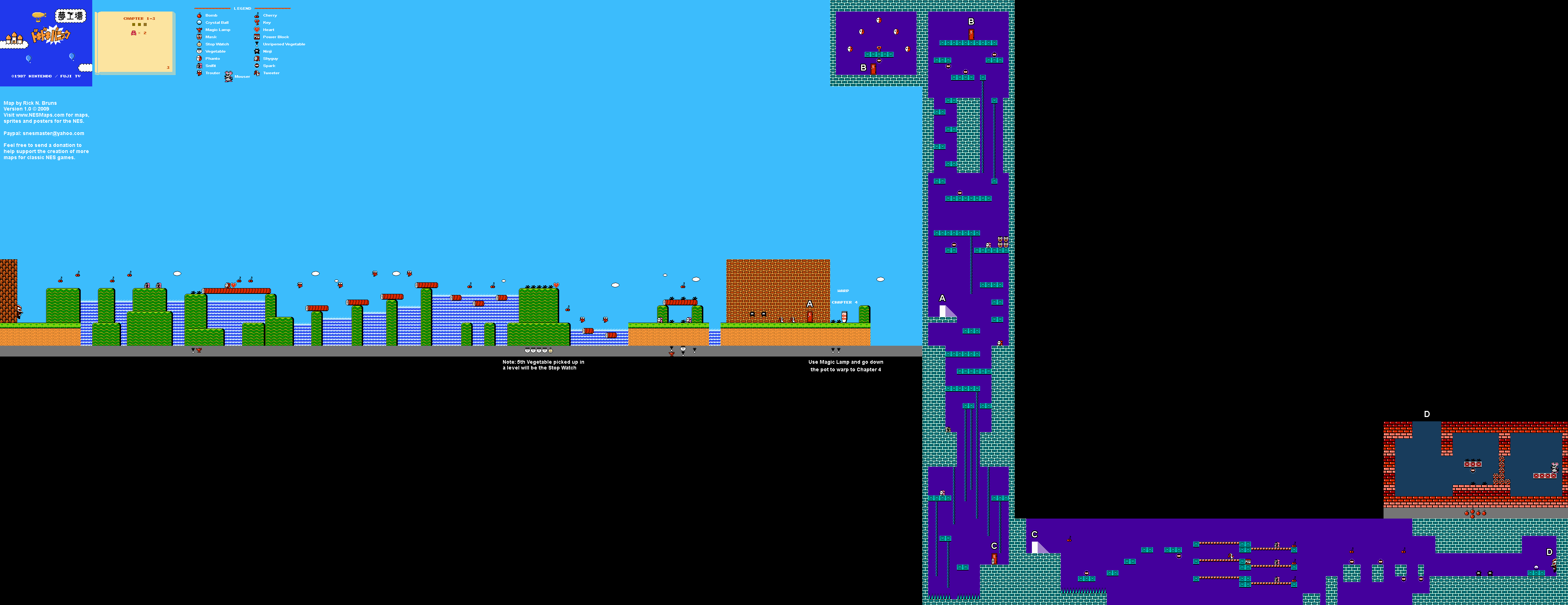 Doki Doki Panic - Chapter 1-3 Nintendo NES Famicom FDS Map