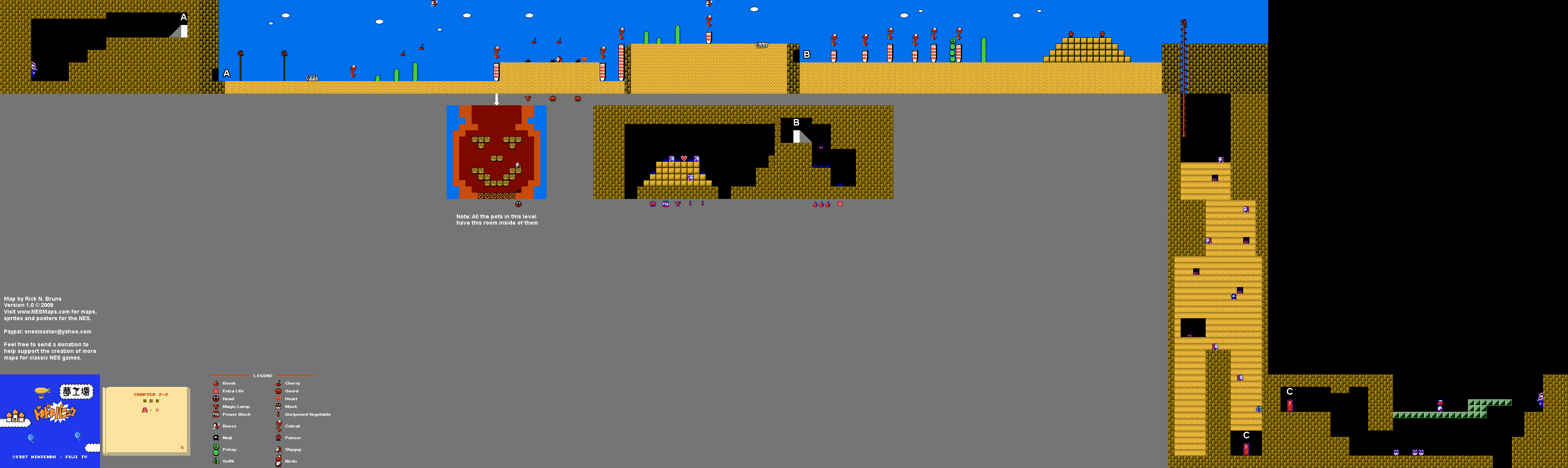 Doki Doki Panic - Chapter 2-2 Nintendo NES Famicom FDS Map