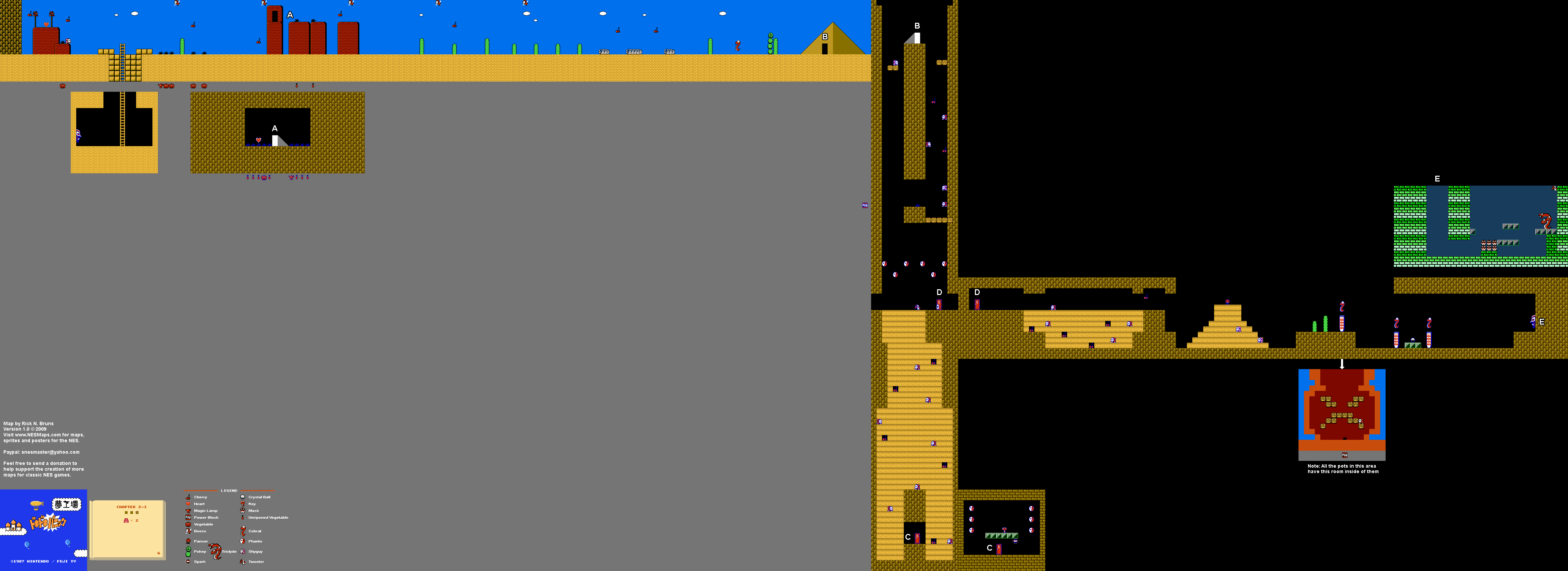 Doki Doki Panic - Chapter 2-3 Nintendo NES Famicom FDS Map