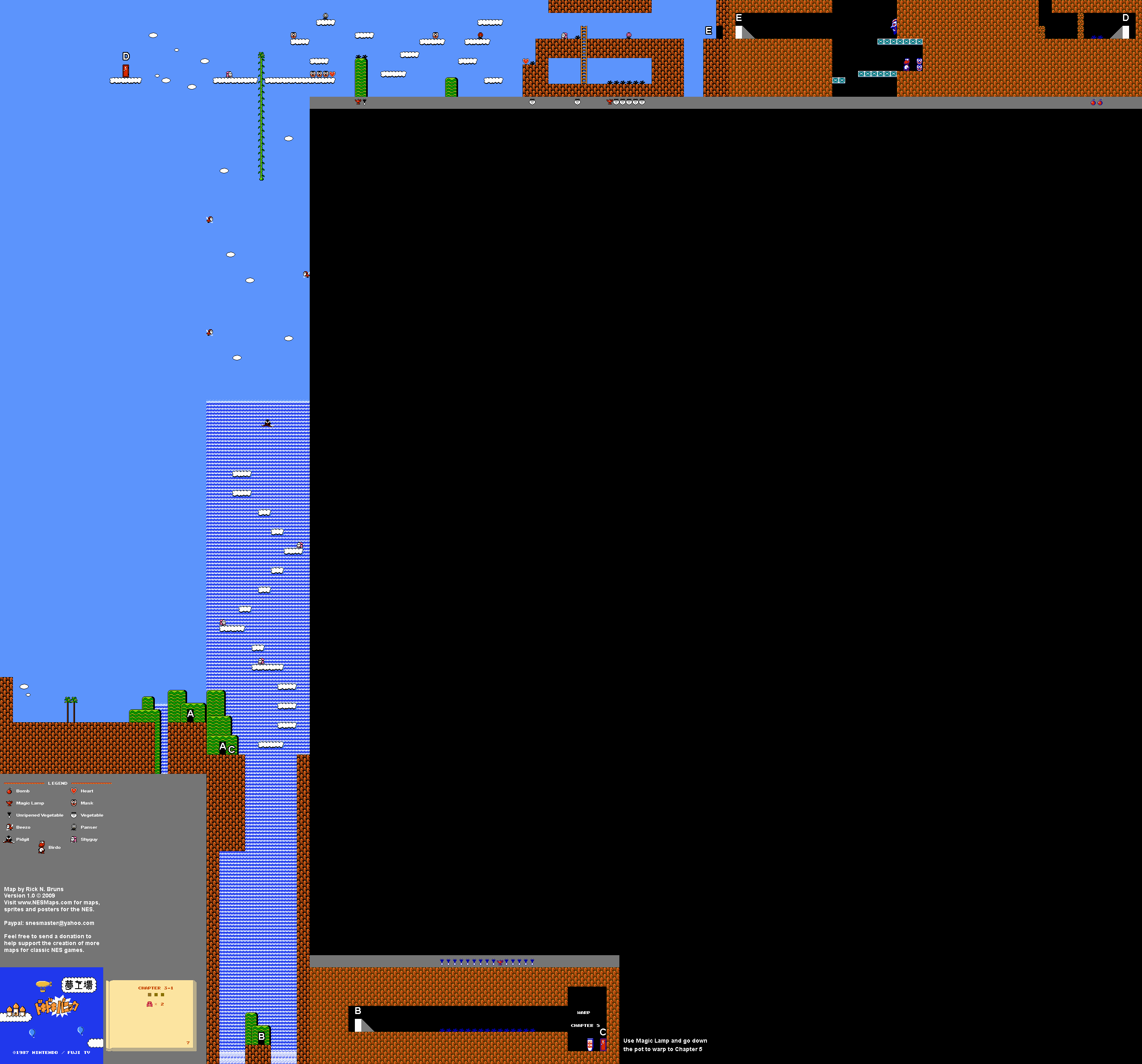 Doki Doki Panic - Chapter 3-1 Nintendo NES Famicom FDS Map