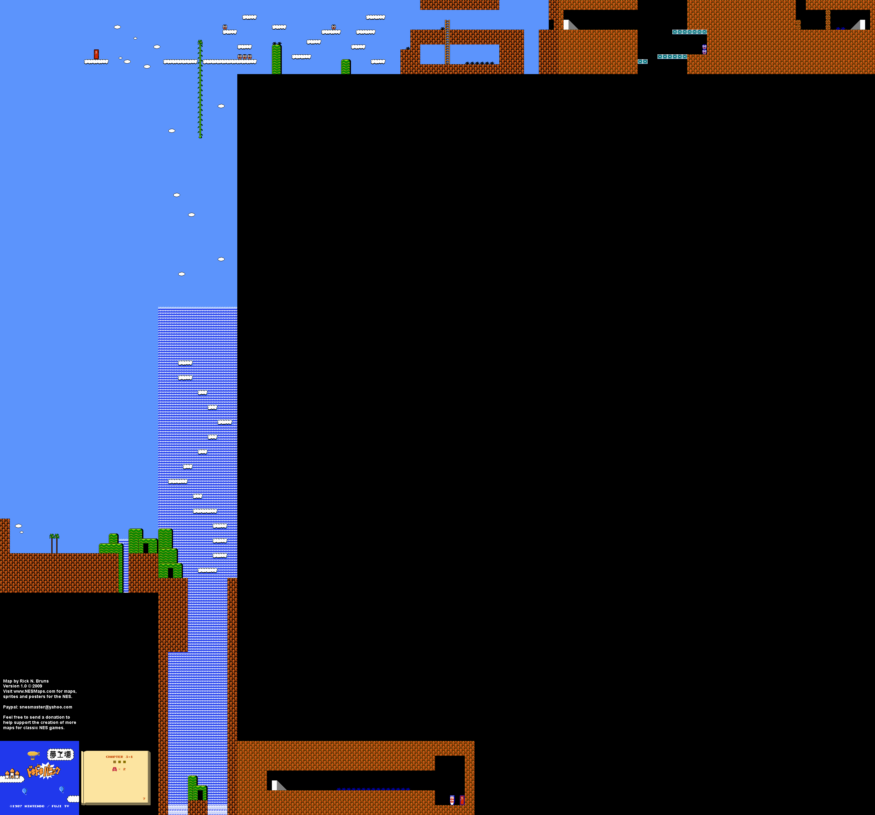 Doki Doki Panic - Chapter 3-1 Nintendo NES Famicom FDS Background Only Map