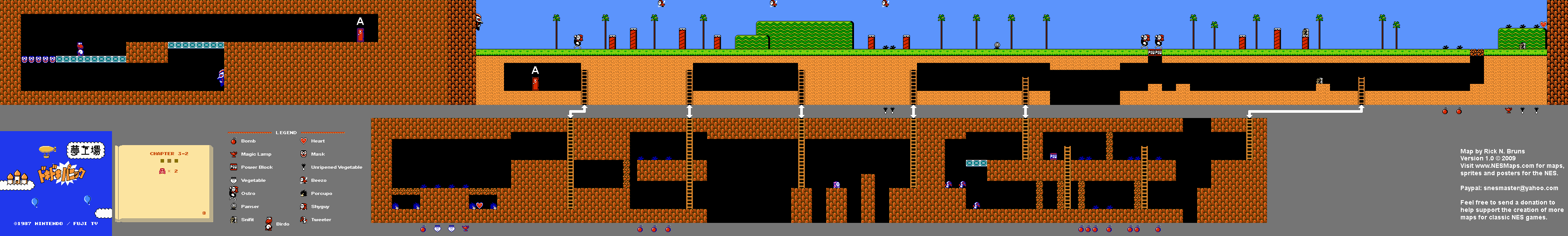 Doki Doki Panic - Chapter 3-2 Nintendo NES Famicom FDS Map