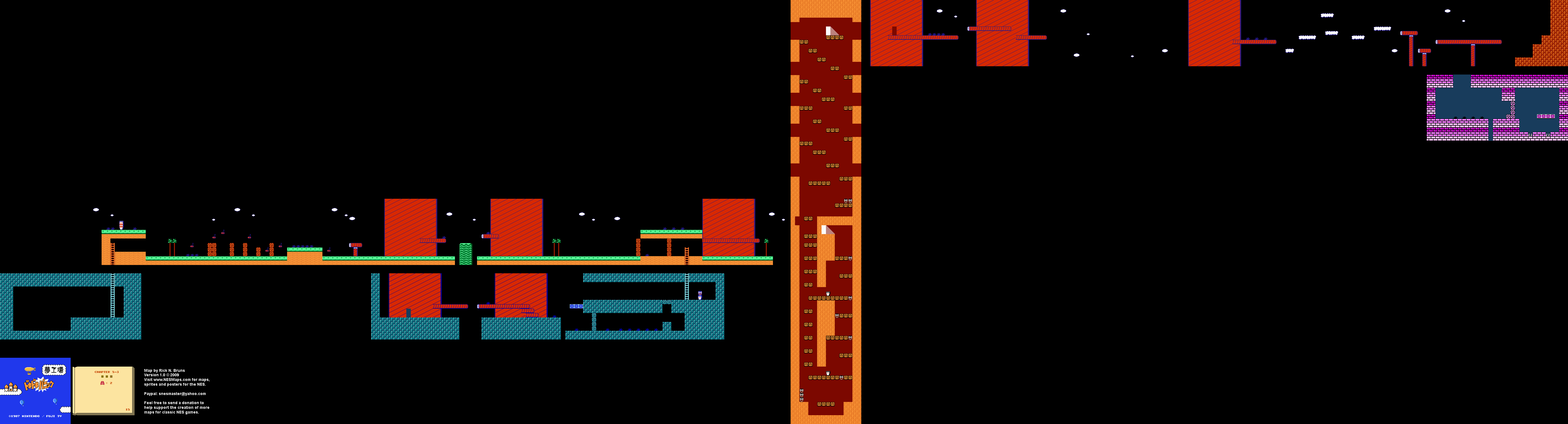 Doki Doki Panic - Chapter 5-3 Nintendo NES Famicom FDS Background Only Map