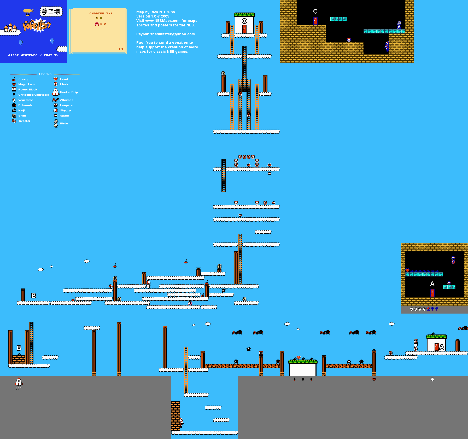 Doki Doki Panic - Chapter 7-1 Nintendo NES Famicom FDS Map