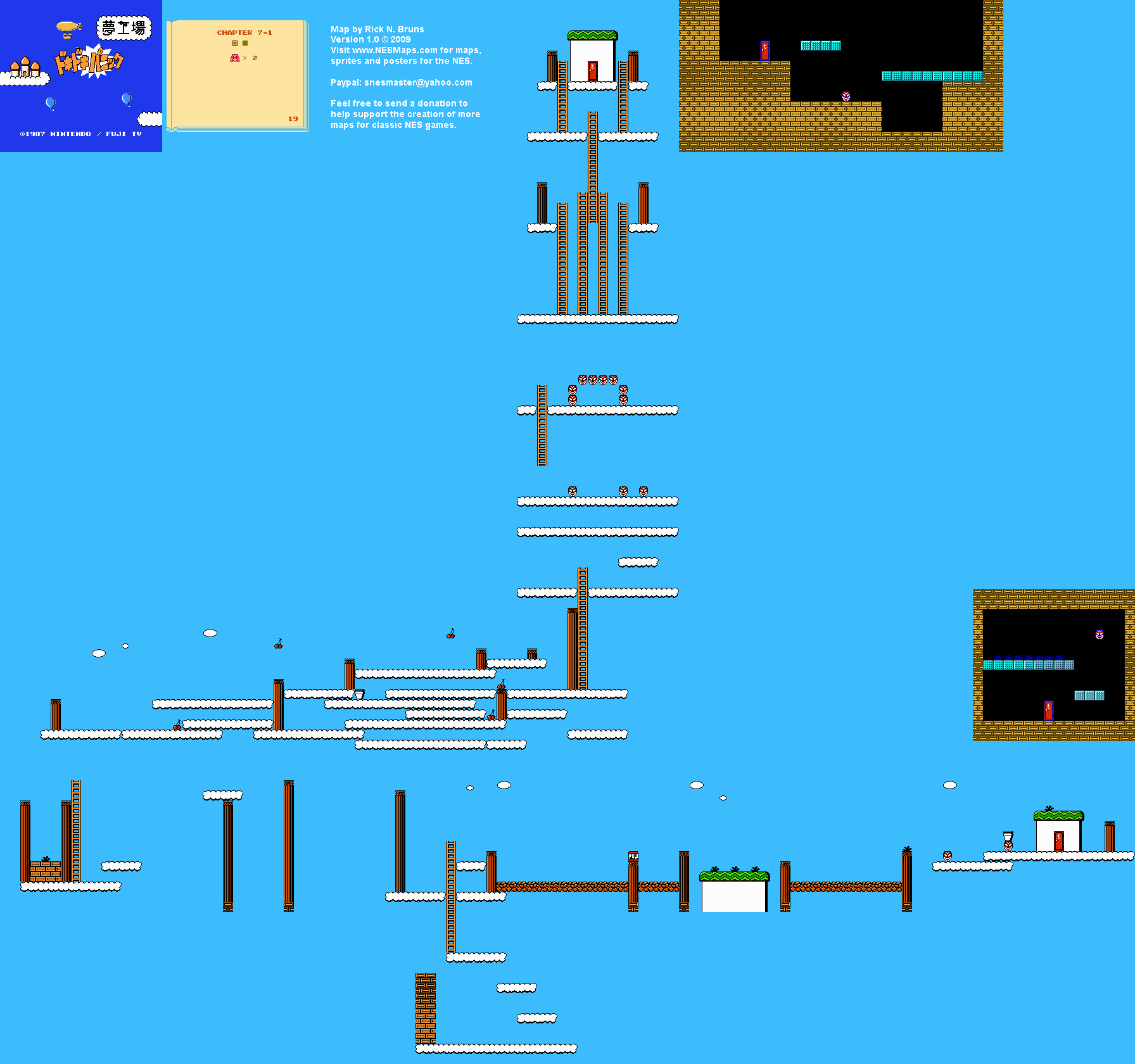 Doki Doki Panic - Chapter 7-1 Nintendo NES Famicom FDS Background Only Map