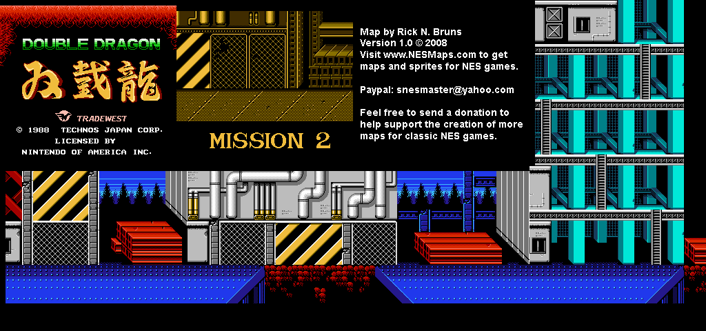 Double Dragon - Mission 2 Nintendo NES Background Only Map