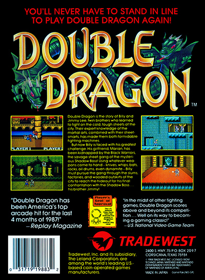 Double Dragon Box Cover Back