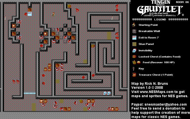 Gauntlet - Room 06 Nintendo NES Map