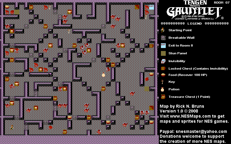 Gauntlet - Room 07 Nintendo NES Map